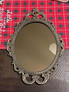 Vintage Ornate Oval Wall Mirror with Antique Silver Finish 17-inch